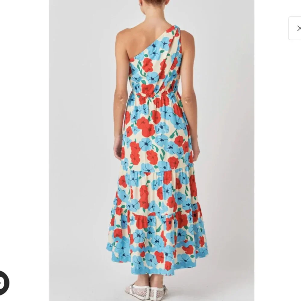 English Factory One-Shoulder Ric Rac Long Dress NWT Size Large - Picture 2 of 11